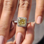 Princess Cut Moissanite Ring In Hidden Halo Style