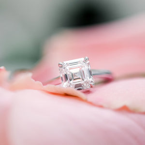 2.50 CT Asscher Cut Moissanite Solitaire Engagement Ring