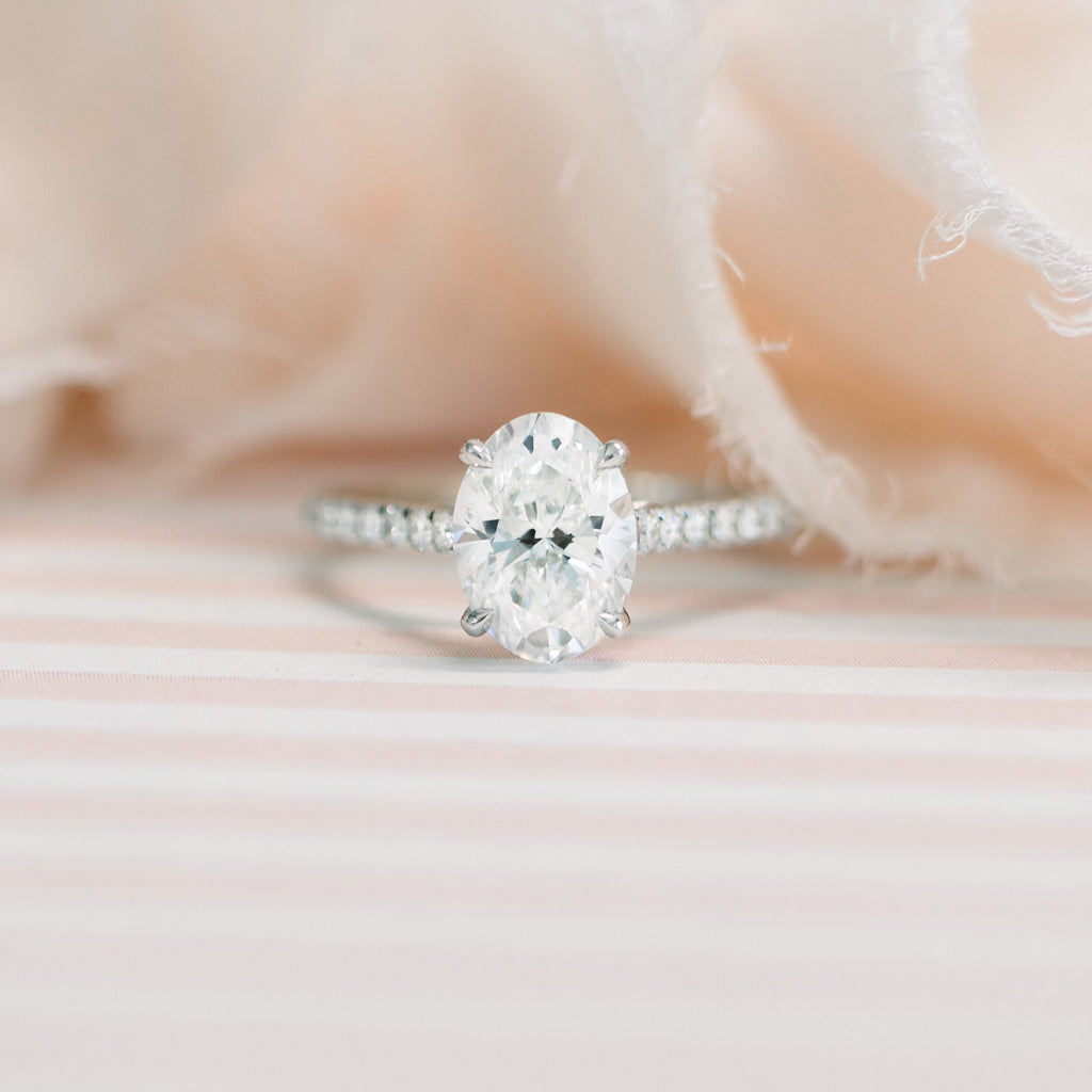 2.50 CT Oval Moissanite Pave Setting Engagement Ring