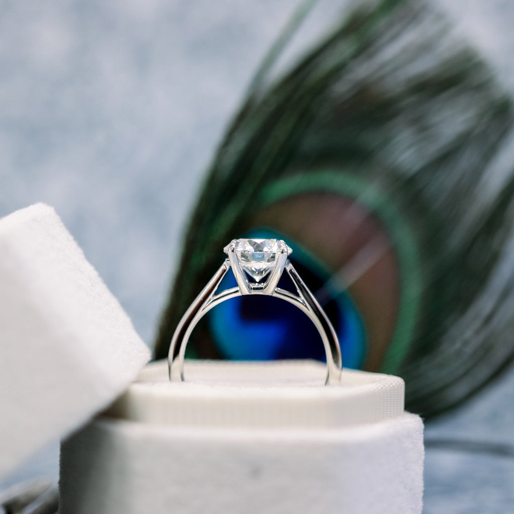 2.0 CT Round Cut Moissanite Solitaire Engagement Ring