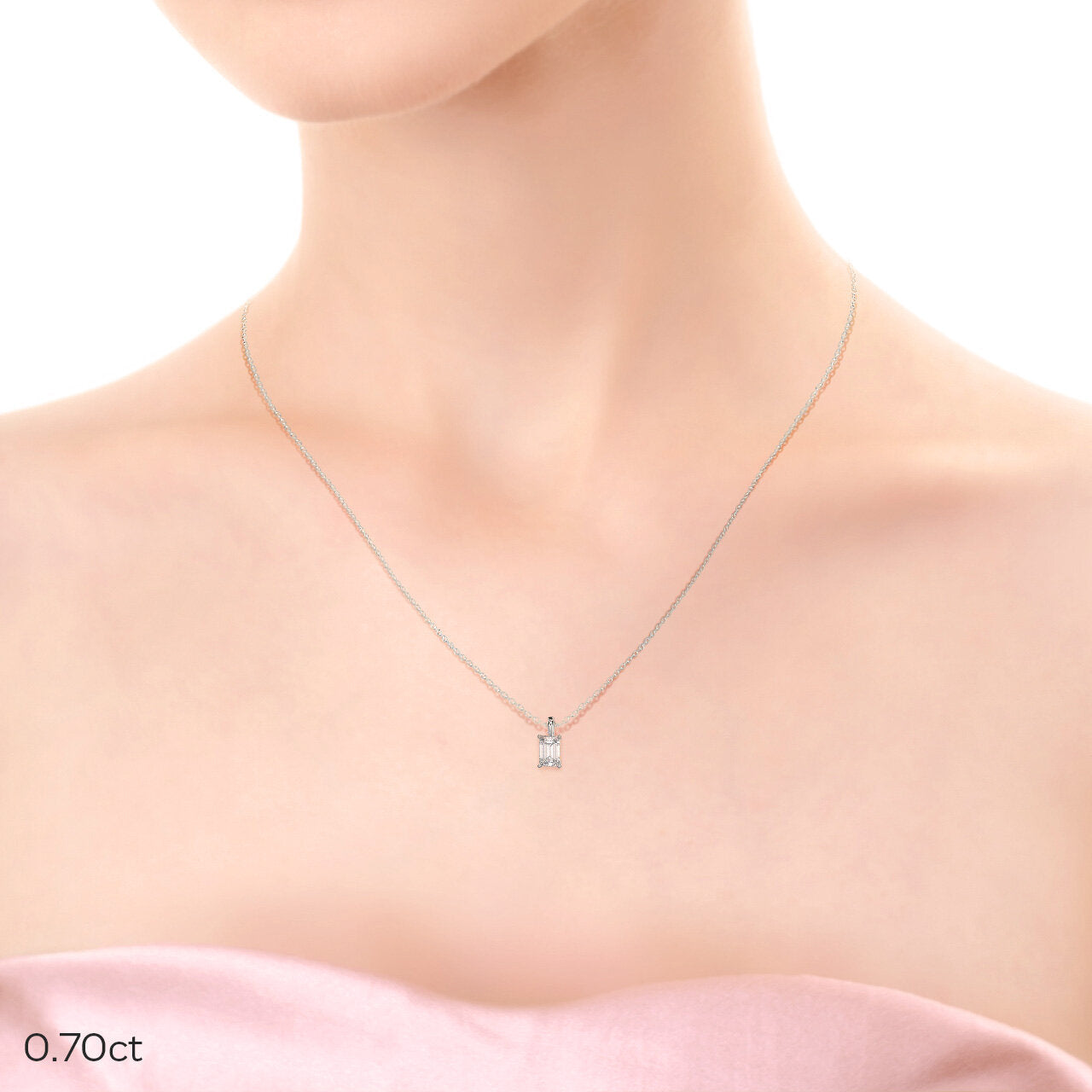 0.70 CT-1.50 CT Emerald Cut Moissanite Solitaire Necklace