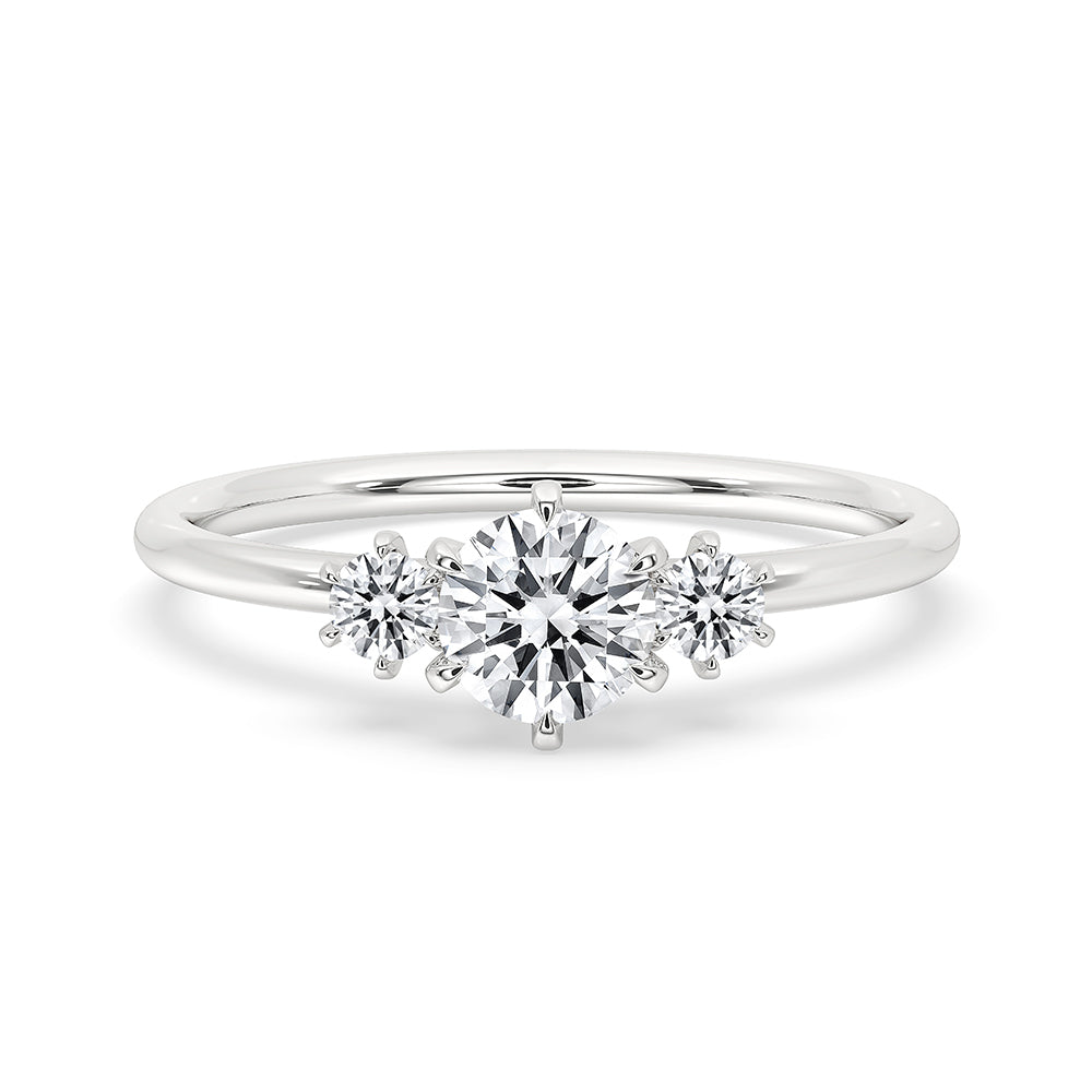 Round Cut 3 Stone Diamond Engagement Ring