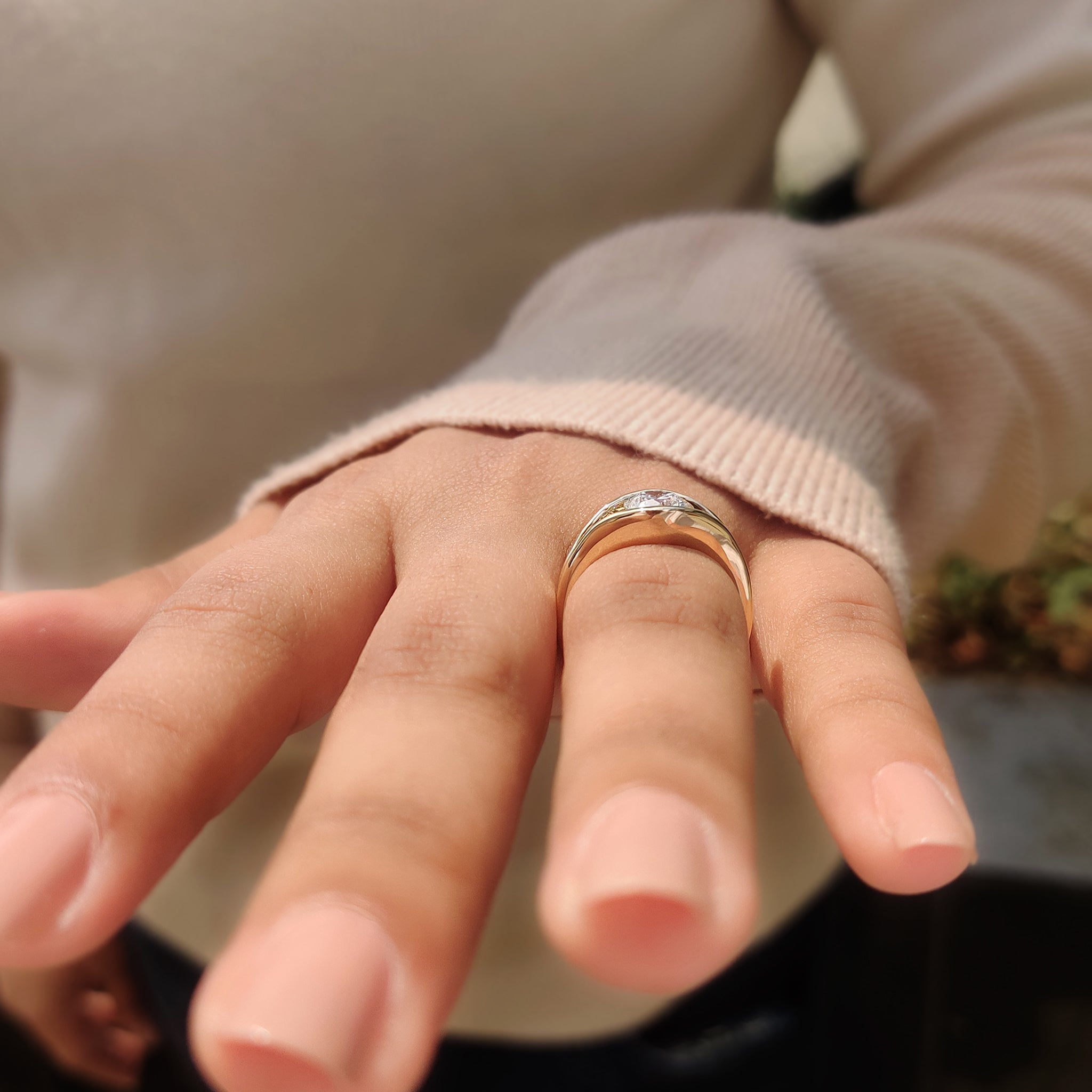Evil Eye Ring Gold Style with Round Diamond