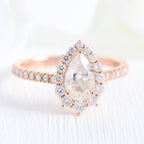 1.0CT Pear Cut Moissanite Halo Bridal Ring Set
