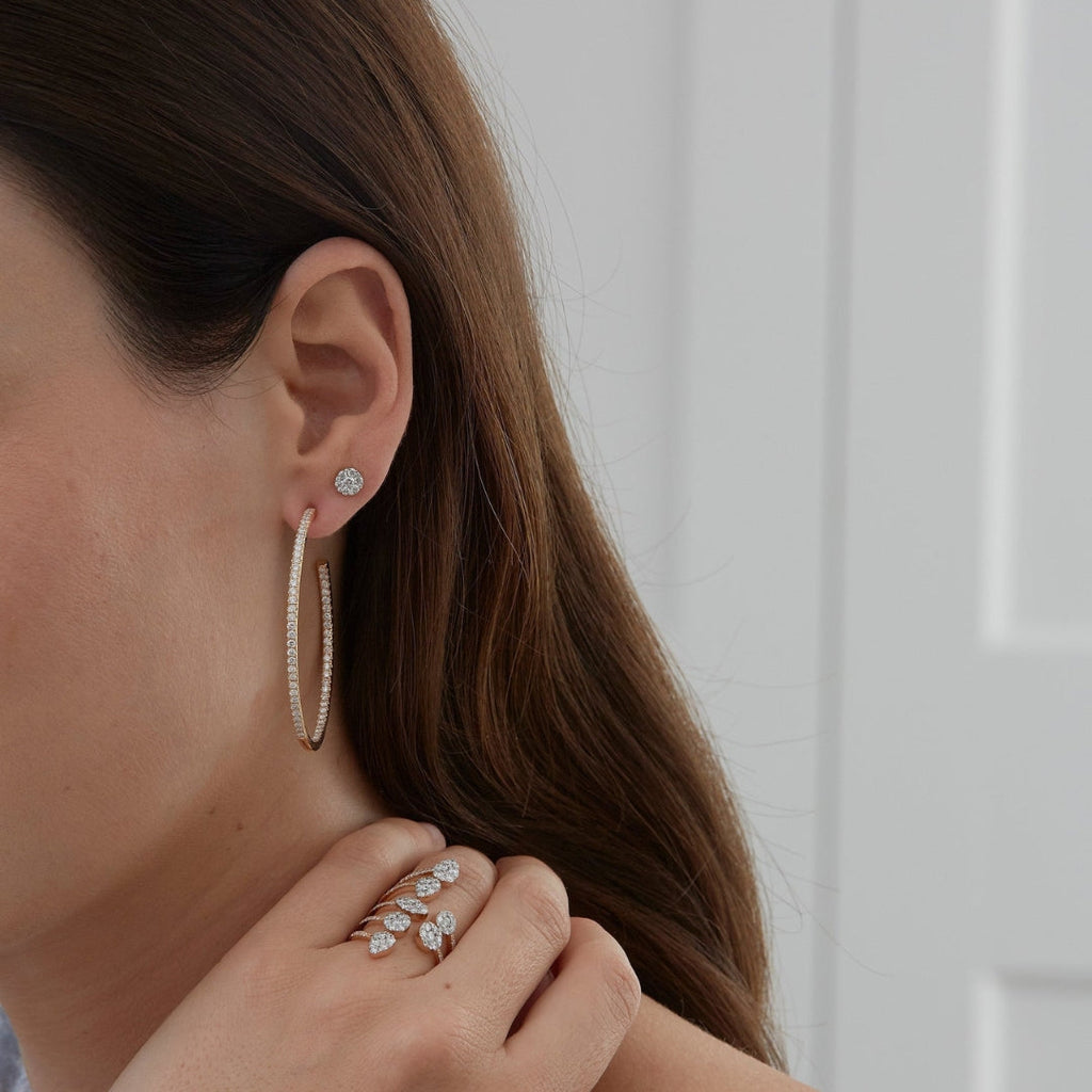 2.25 TCW Round Moissanite Diamond Inside Out Hoop Earrings