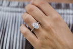 3.40 CT Elongated Oval Moissanite Hidden Halo & Pave Setting Engagement Ring