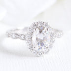 1.50 CT Oval Cut Vintage pave Style Moissanite Engagement Ring