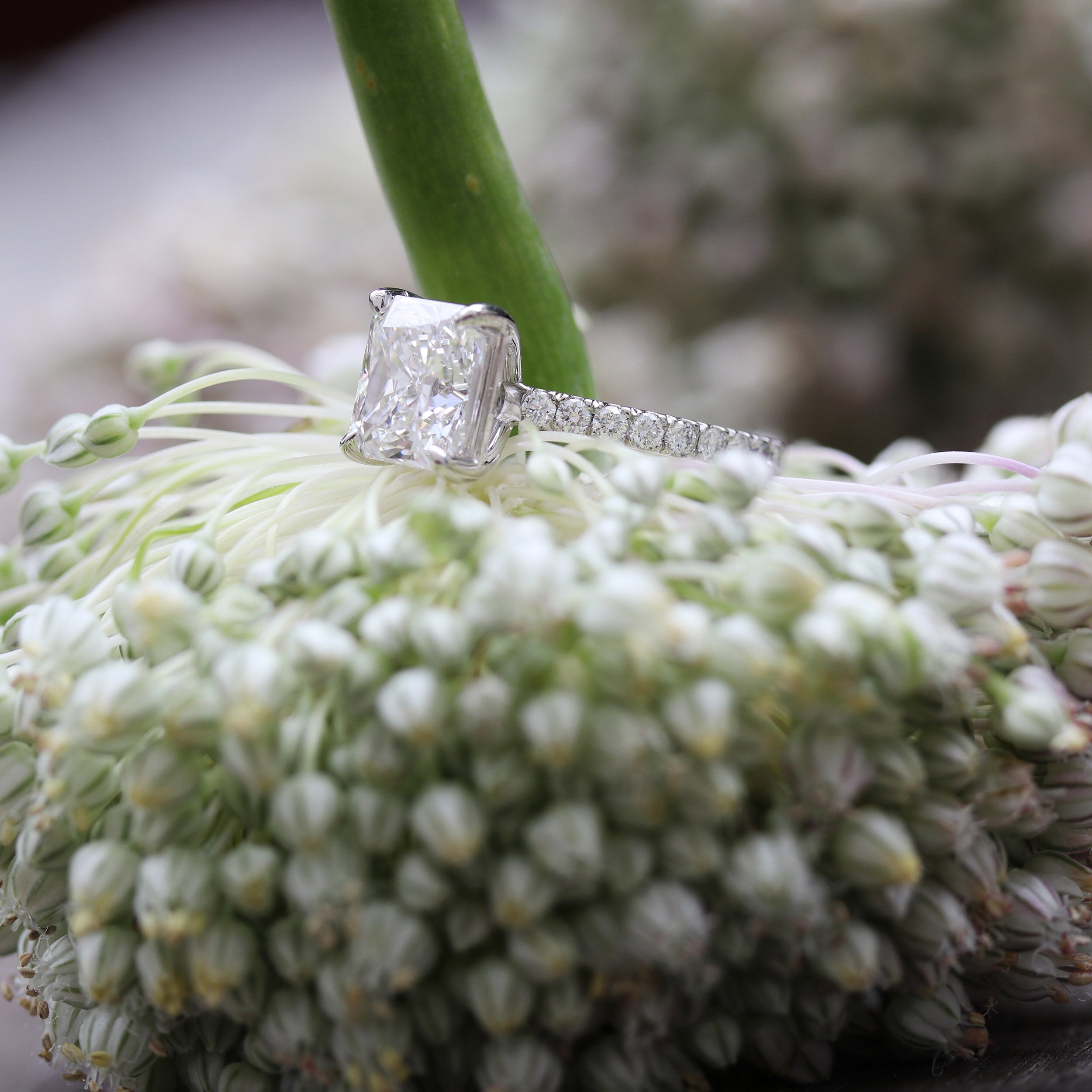 2.0 CT Princess Moissanite Pave Setting Engagement Ring