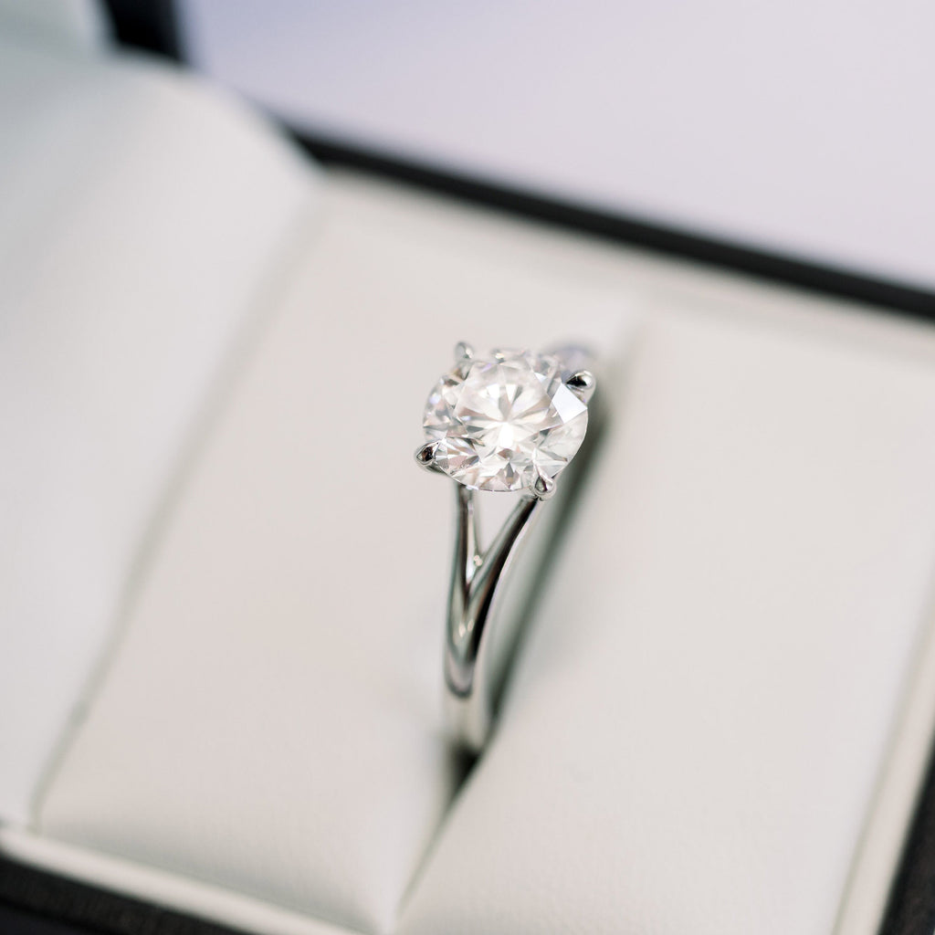 1.50 CT Round Moissanite Solitaire Style Engagement Ring