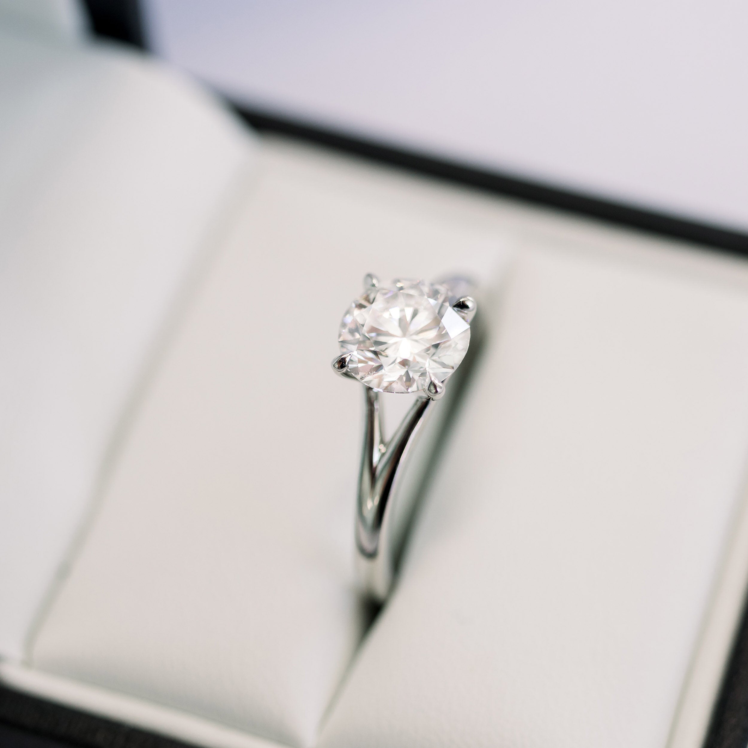 1.50 CT Round Moissanite Solitaire Style Engagement Ring