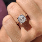 Moissanite Solitaire Ring With portuguese Cut