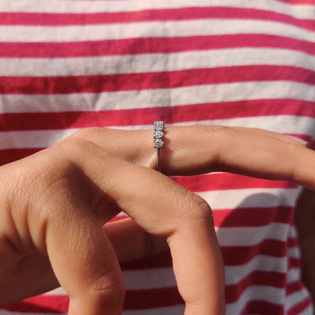 Moissanite Half Eternity Band With Round Cut