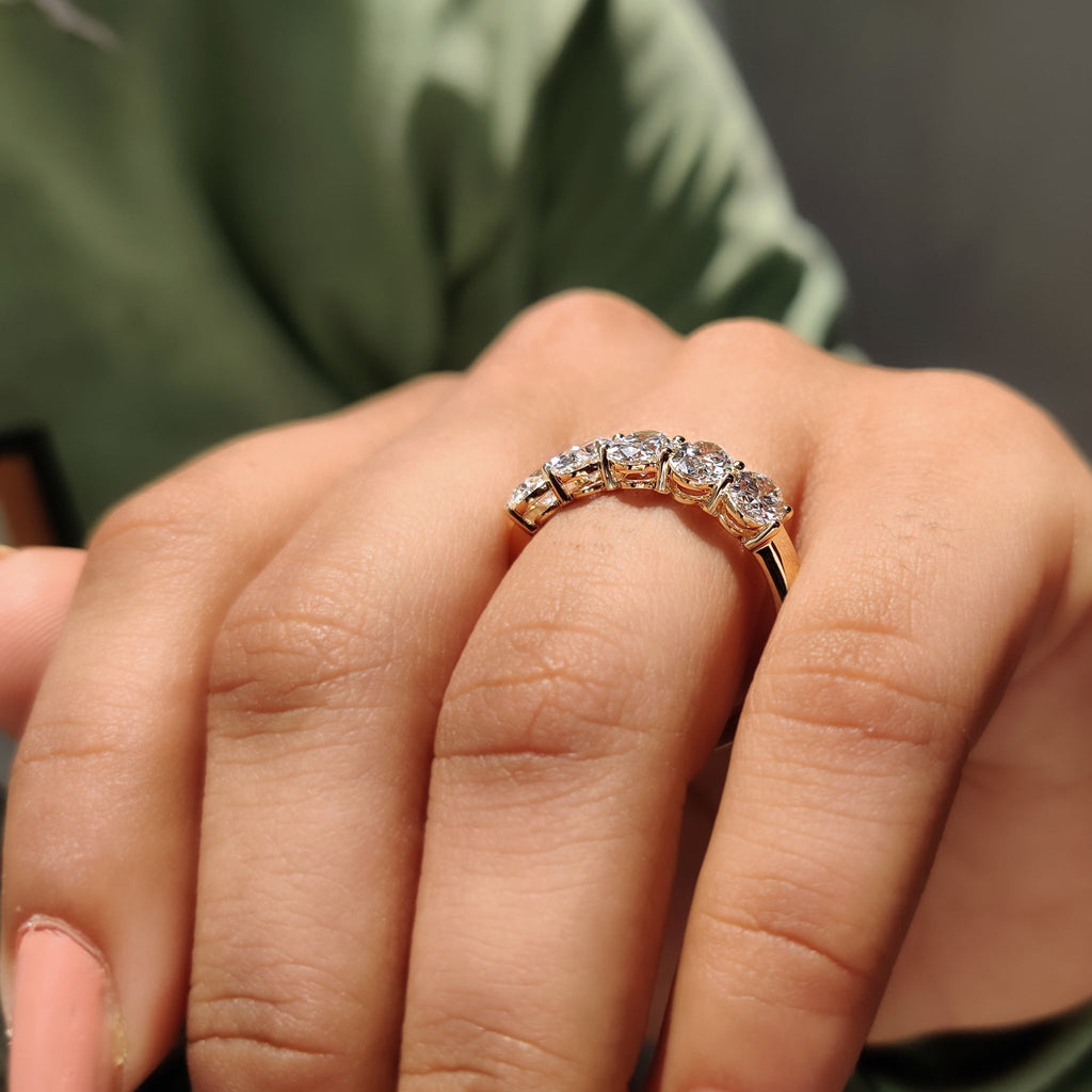 Five Stone Oval Diamond Wedding Band