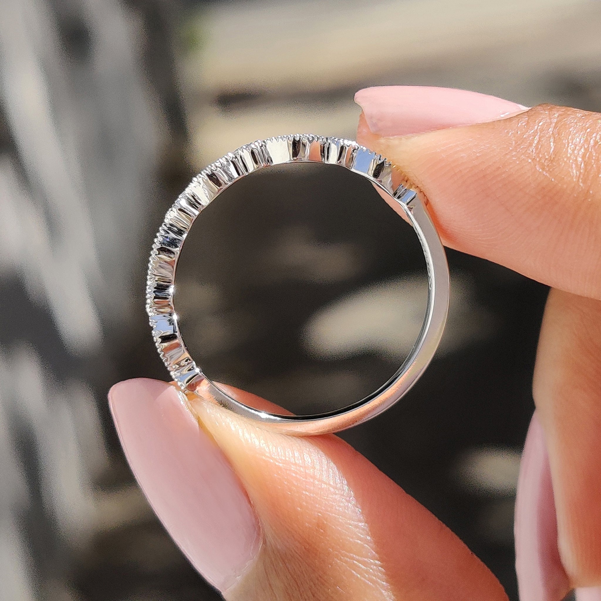 Half Eternity Wedding Band In Milgrain Setting