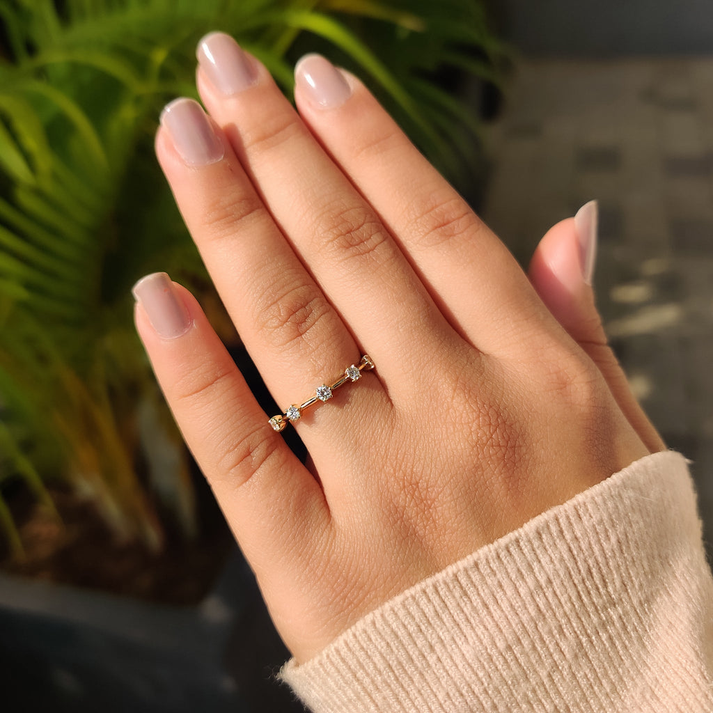 round cut wedding band In Distance Pave Setting