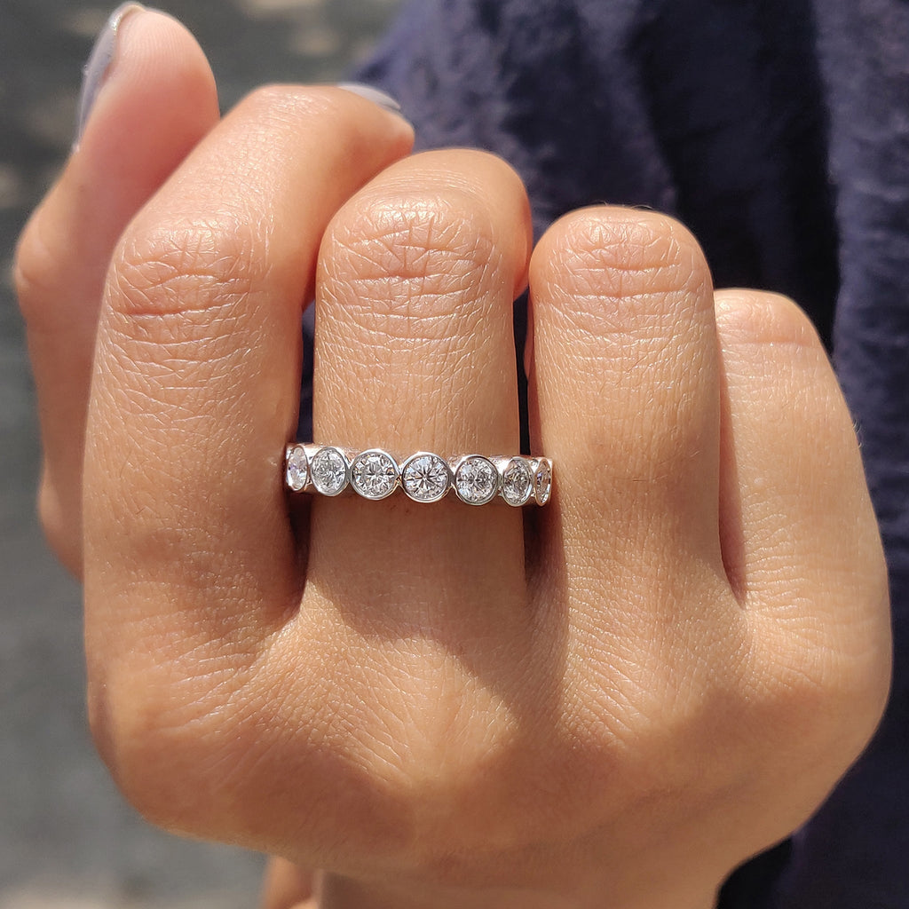 Eternity Wedding Band With Bezel Setting