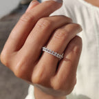 Yellow Gold Band - Round Double Row Pave