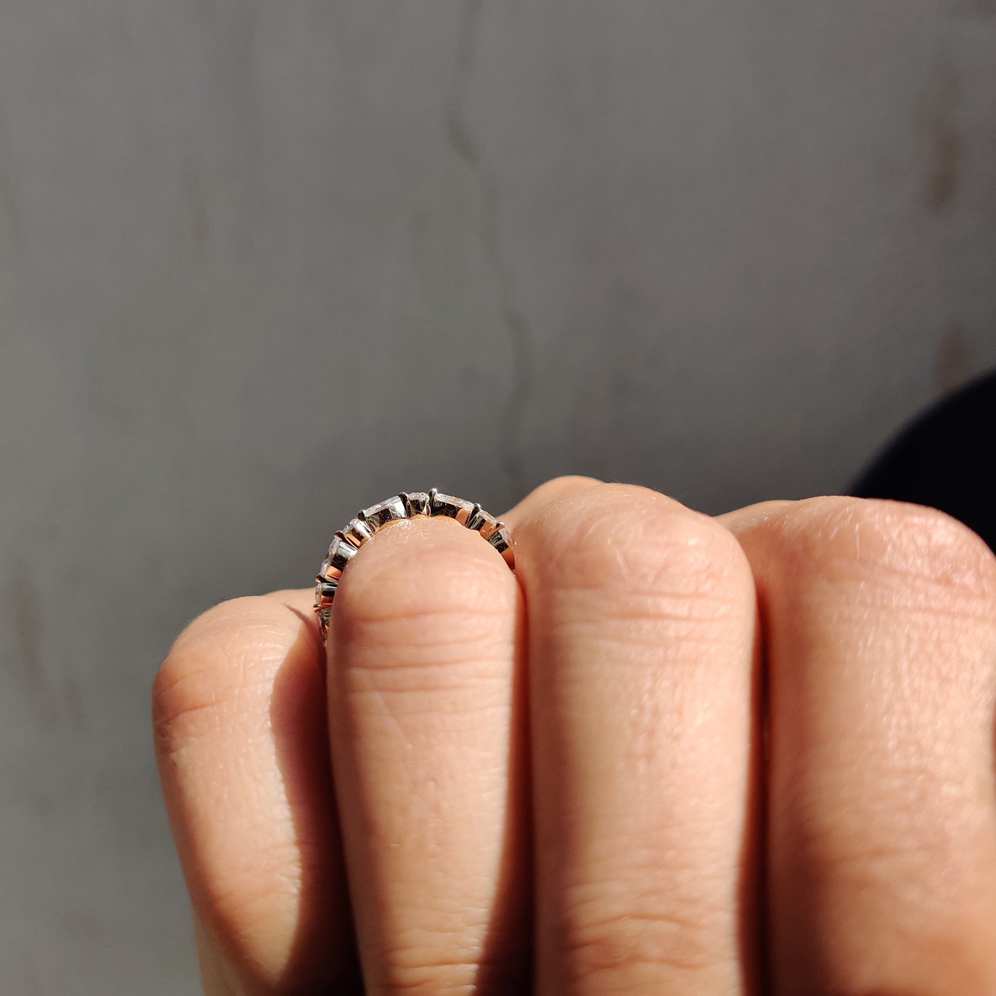 Marquise And Round Wedding Band In Versailles Setting