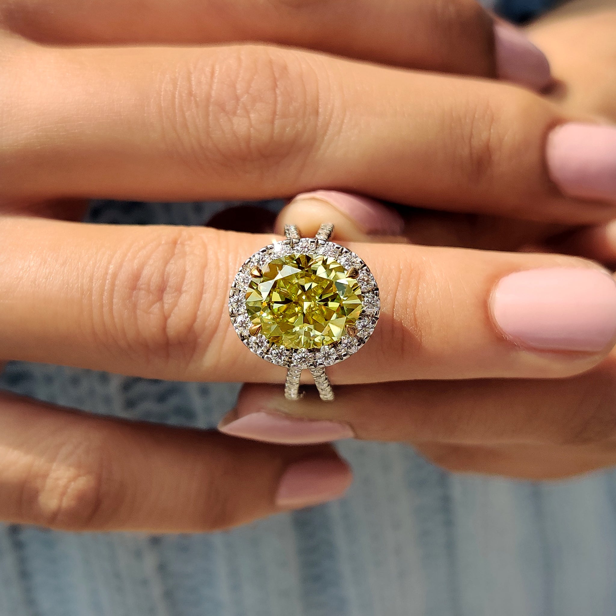 Double Hidden Halo Oval Cut Moissanite Ring