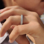 White Gold Wedding Band In Round Full Eternity setting