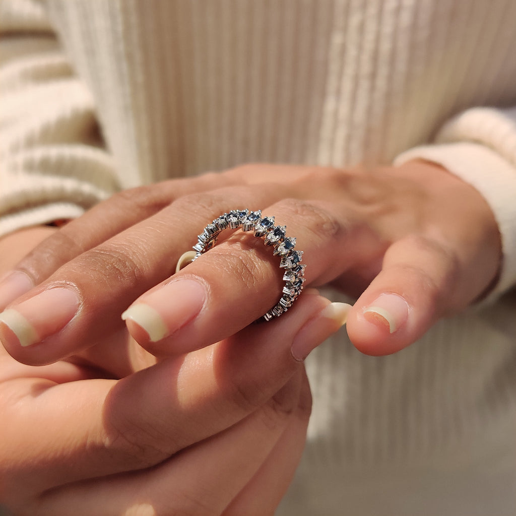 Baguette Cut Wedding Band With Three Row Pave style