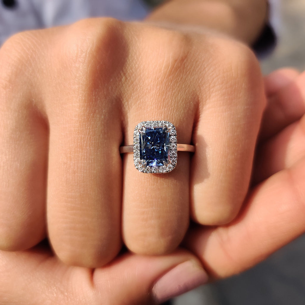 Halo Setting Radiant Cut Engagement Ring