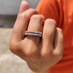 Round And Baguette Wedding Band In Half Eternity