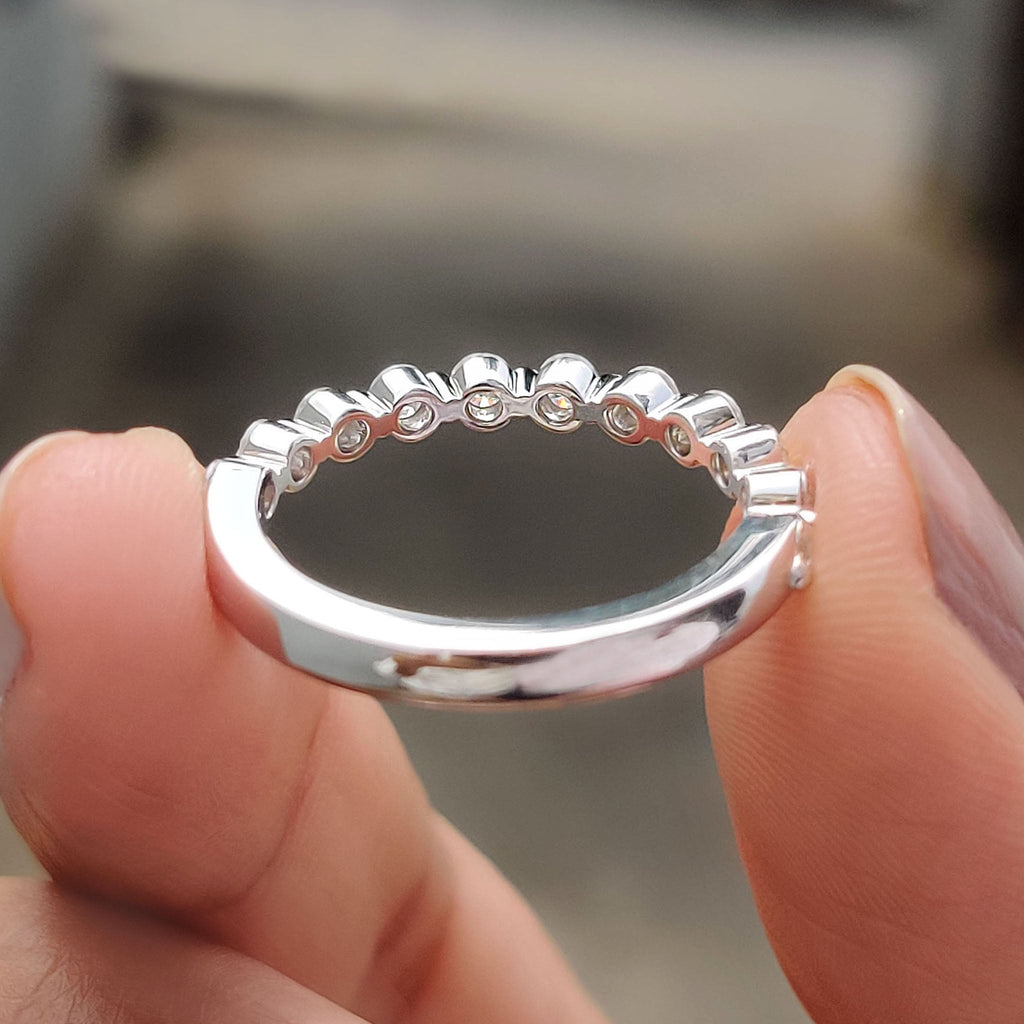 Round Stone Wedding Band In Half Eternity Style