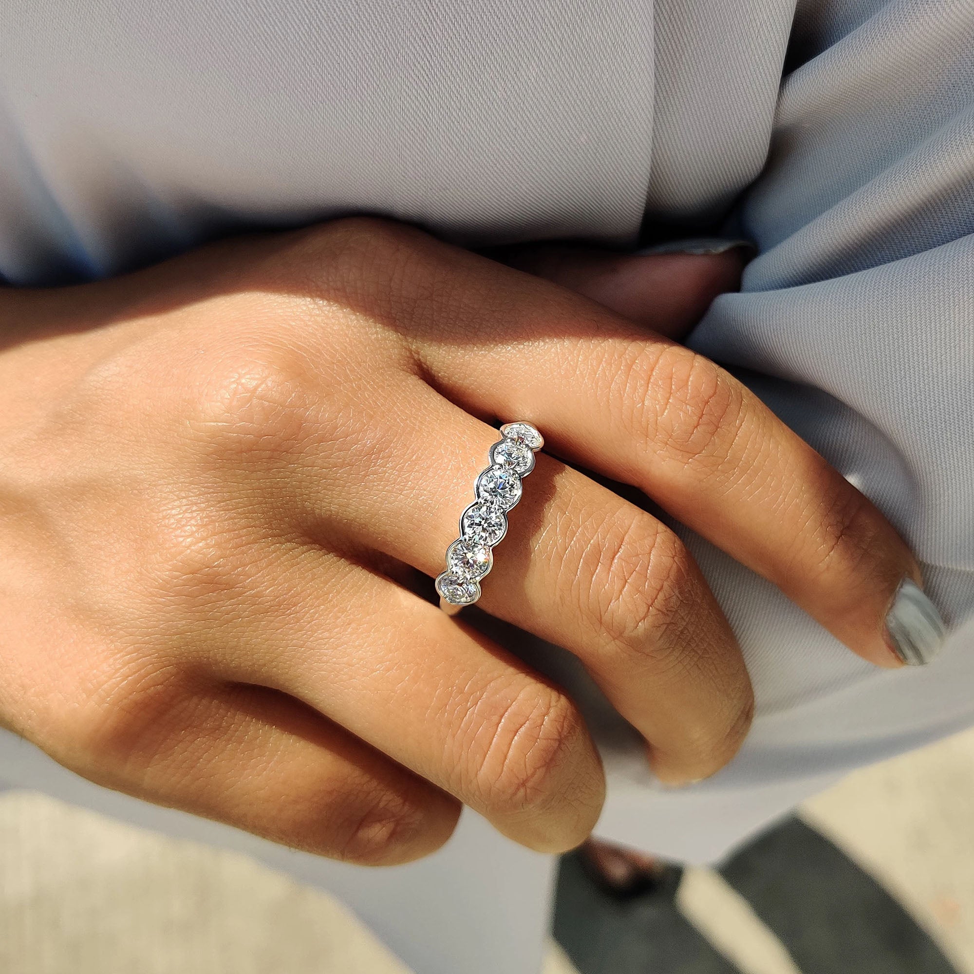Half Eternity Bezel Set Diamond Band