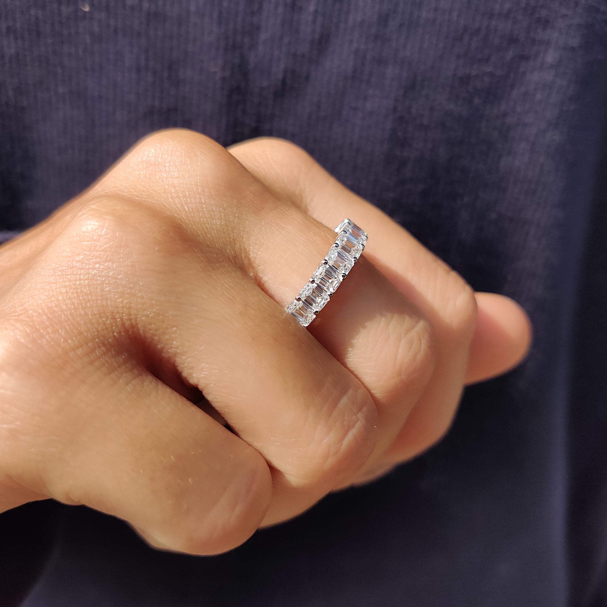 Half Eternity Emerald Cut Wedding Band