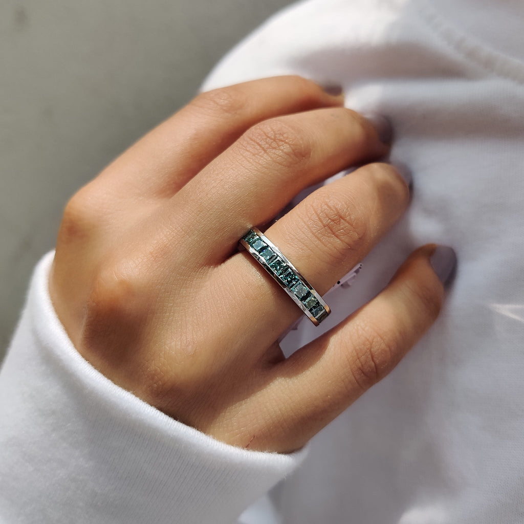 Princess Cut Channel Set Wedding Band