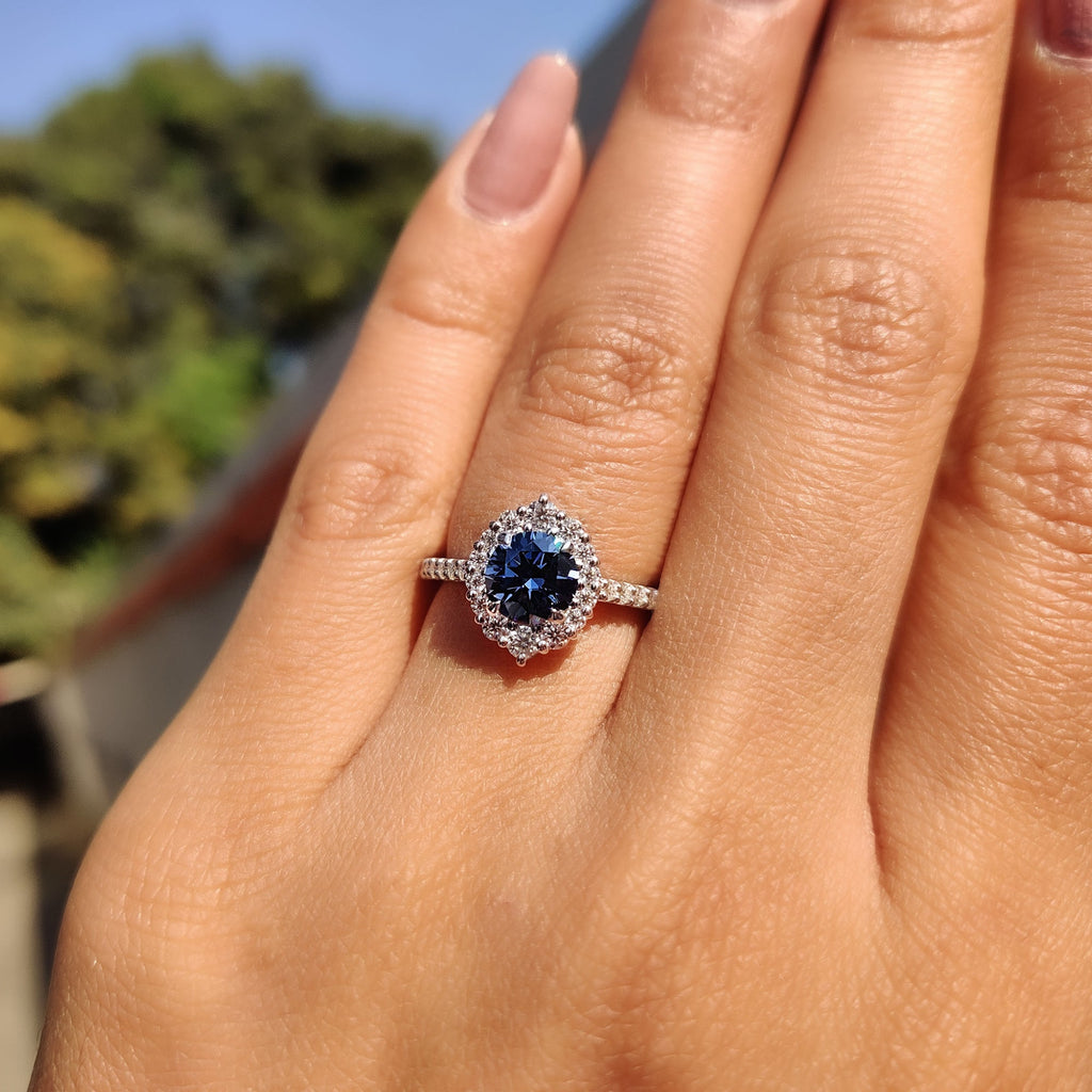Round Moissanite Halo Engagement Ring