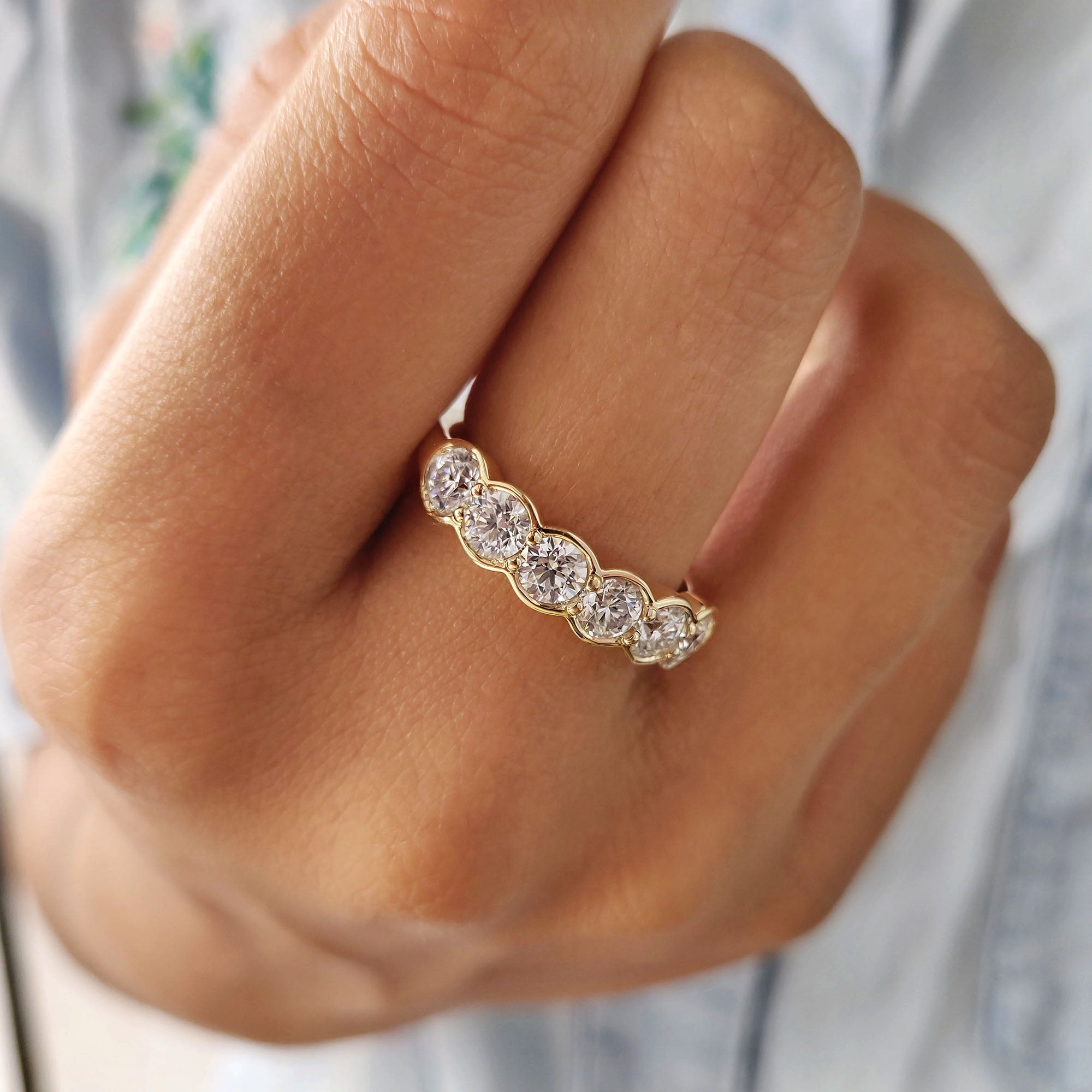 6 Stone Half Eternity Wedding Band
