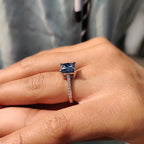 Royal Dark Blue Princess Cut Engagement Ring