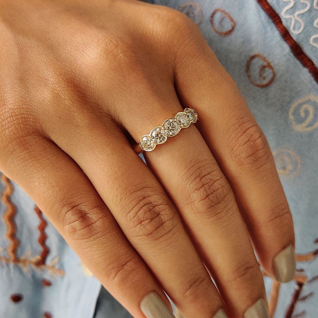 Half Eternity Bezel Set Wedding Band
