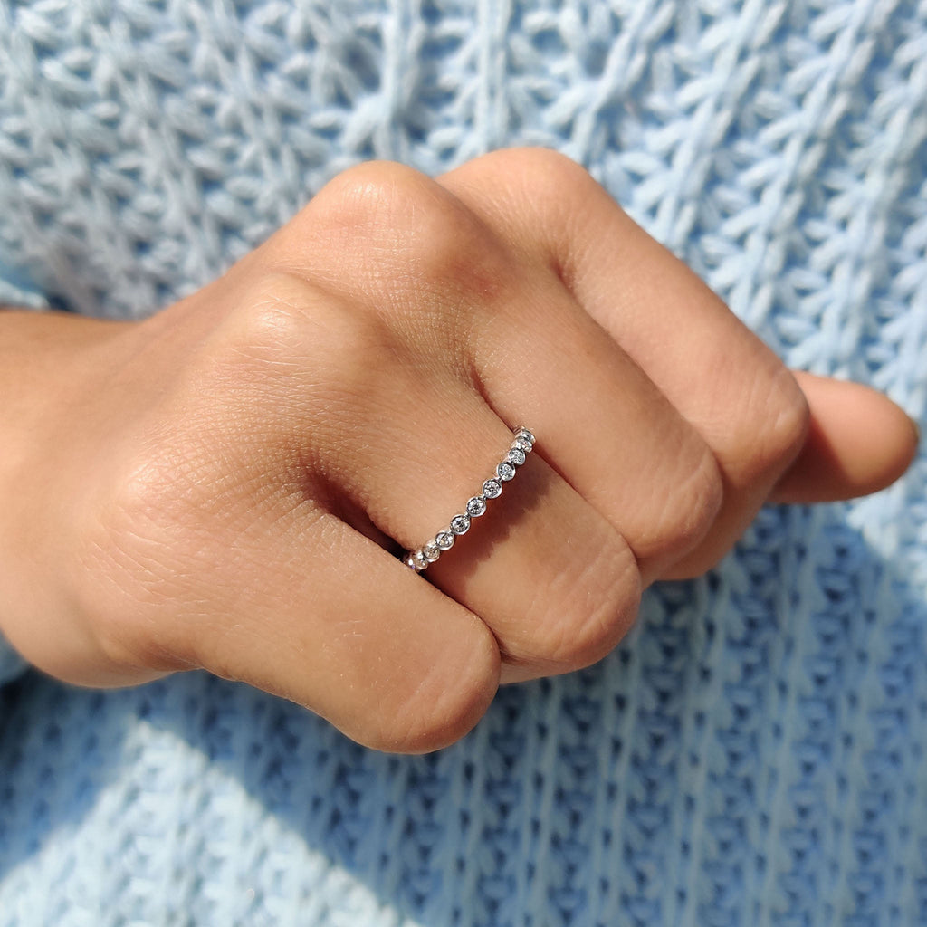 Round Eternity Band In a Smooth Bezel Set Design