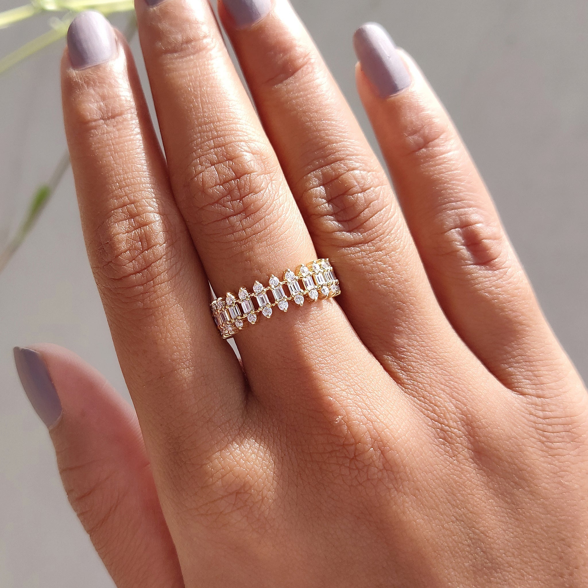 Baguette And Round Wedding Band Full Eternity Setting Secondary image