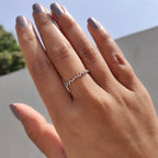 White Gold Round Cut Half Eternity Band In Zig Zag Style