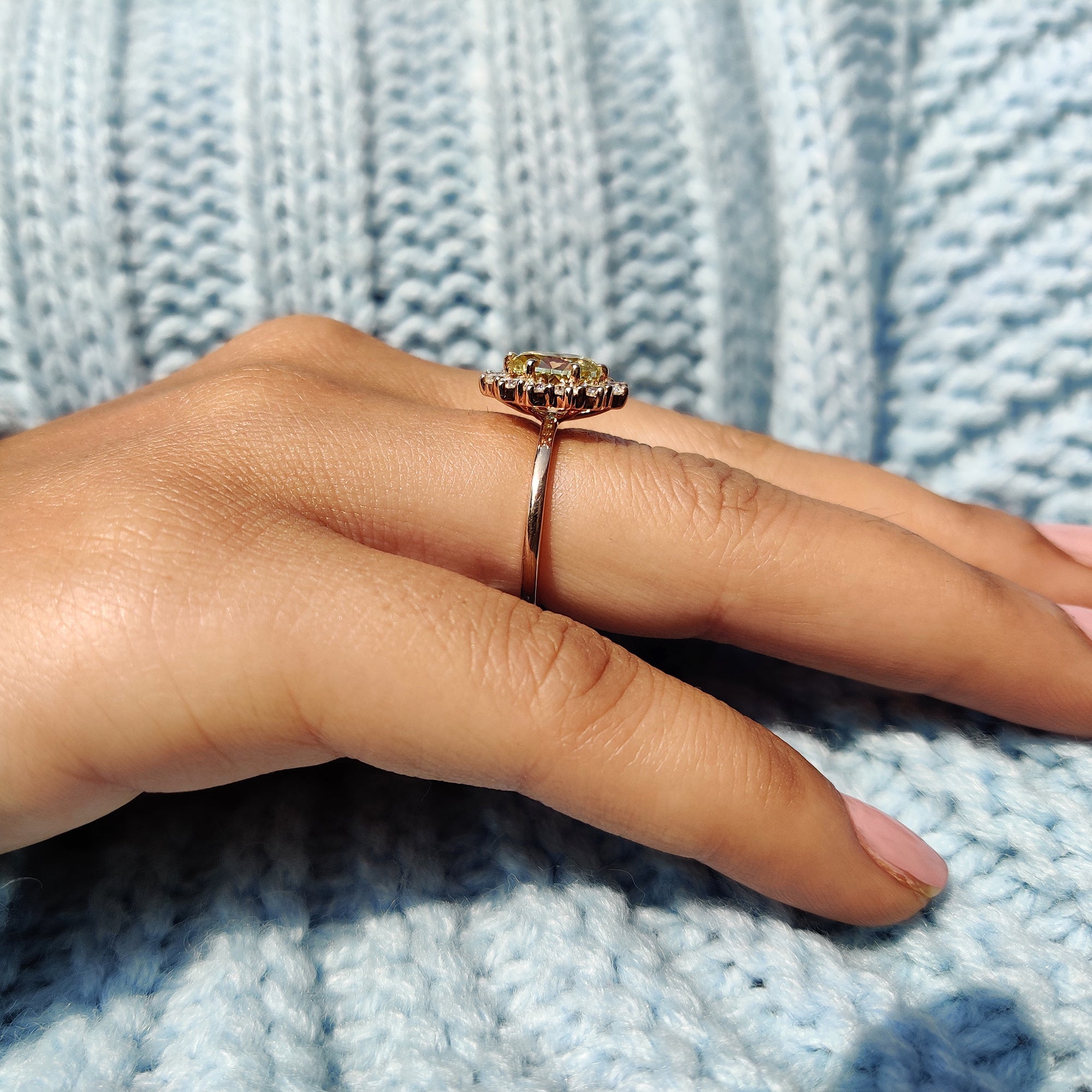 Cluster Halo Oval Cut Engagement Ring Secondary image