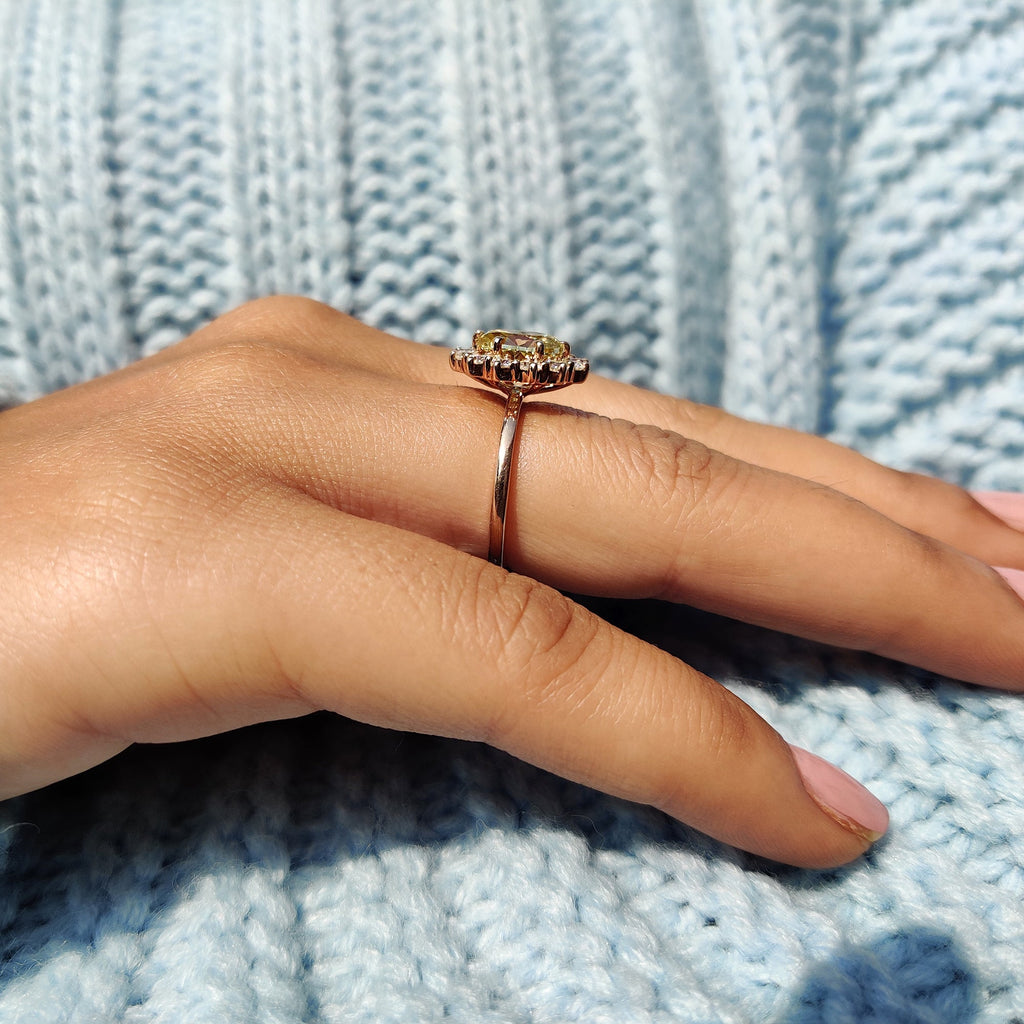 Cluster Halo Oval Cut Engagement Ring