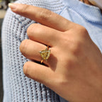 Trillion Cut Engagement Ring With Hidden Halo