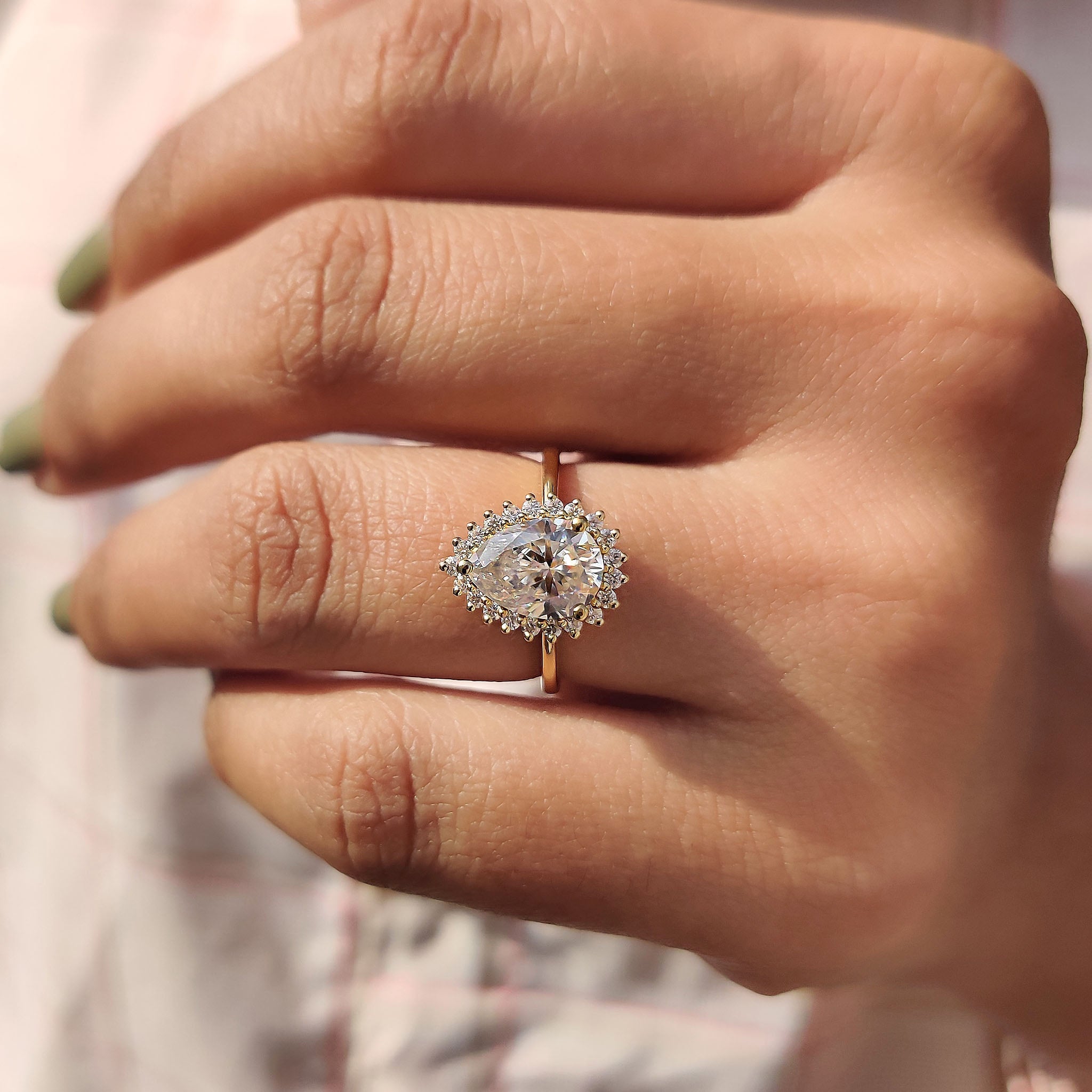 Pear Cut Engagement Ring With Halo Setting Secondary image