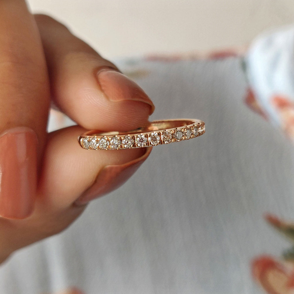 Round Cut Rose Gold Moissanite Wedding Band