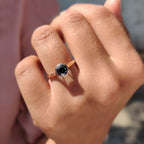 Round Cut Black Moissanite Ring With Solitaire Style