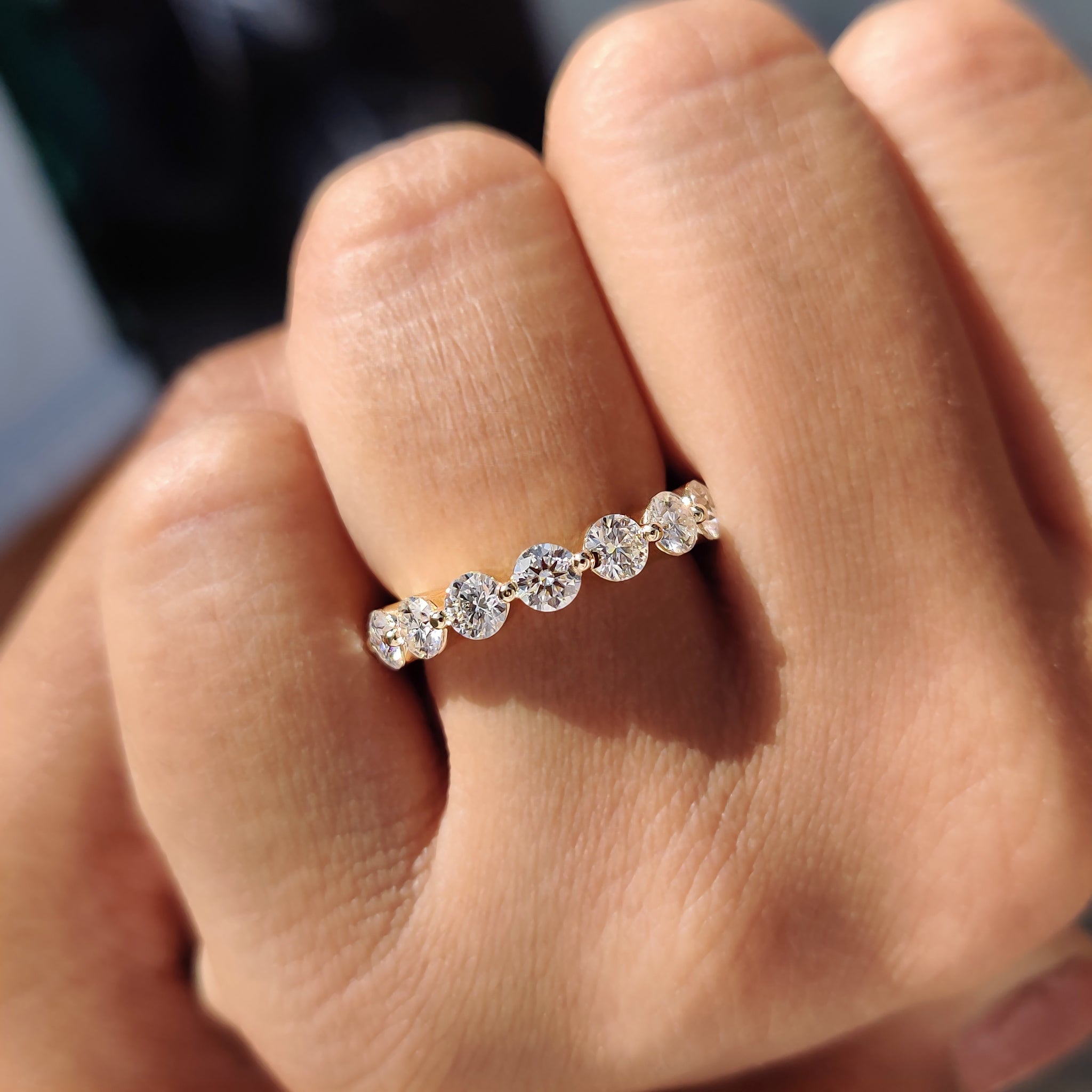 Full Eternity Round Cut Shared Prong Wedding Band