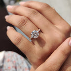 Round Hidden Halo Ring With Pave Band
