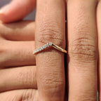 V Shaped Wedding Band with Classic Round Diamond