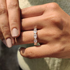 Five Stone Wedding Band In Oval Cut Moissanite