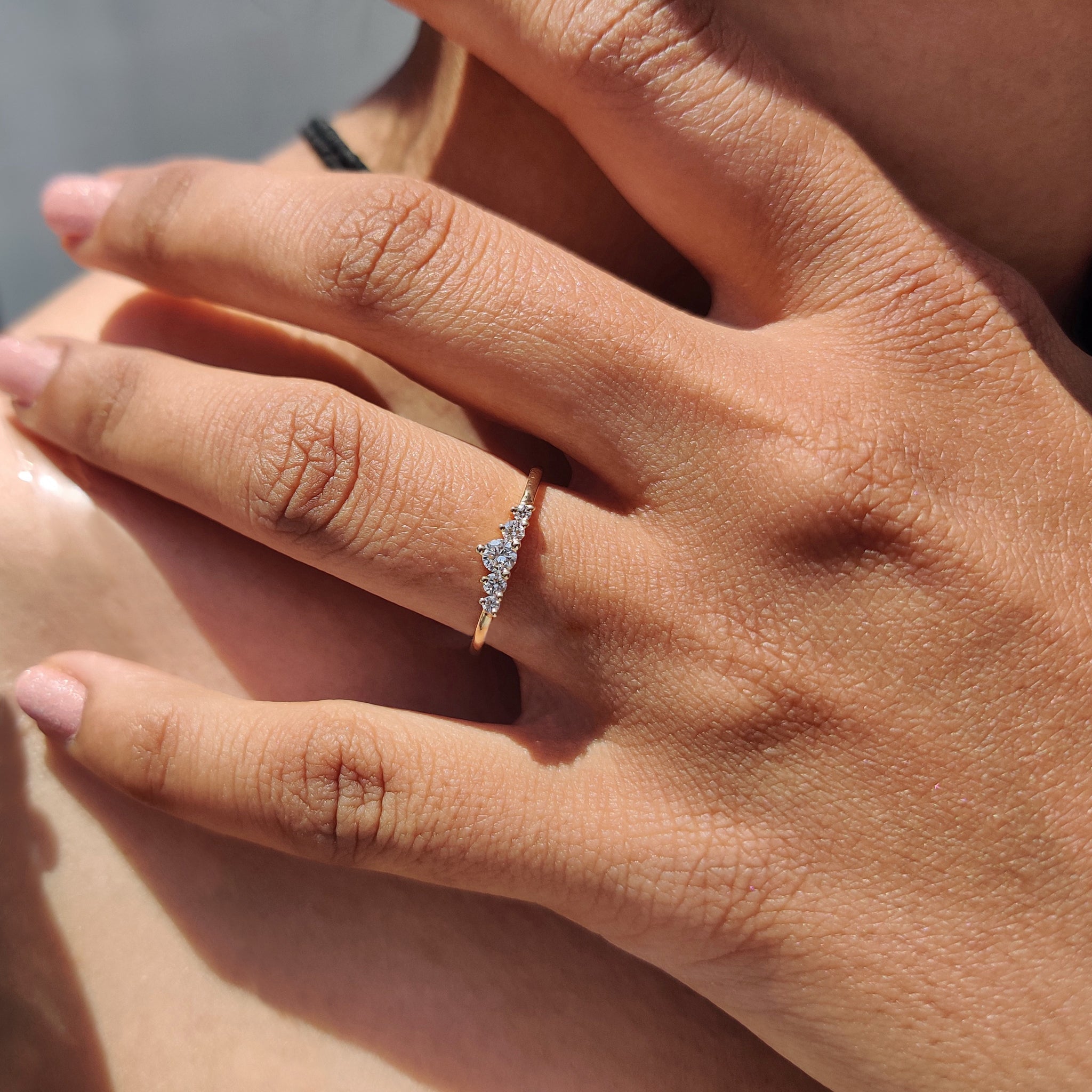 5 Stone Wedding Band - Round Diamonds