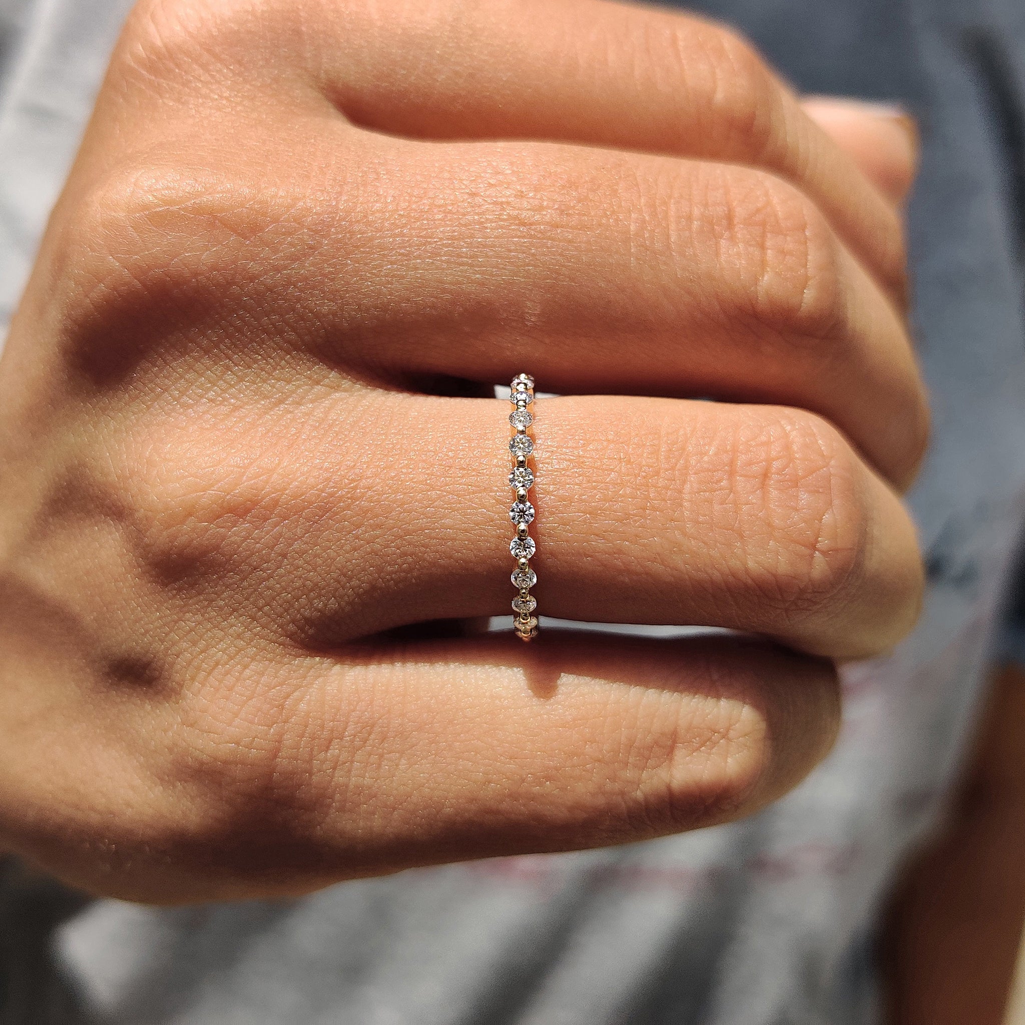 Yellow Gold Eternity Band In Round Cut Moissanite